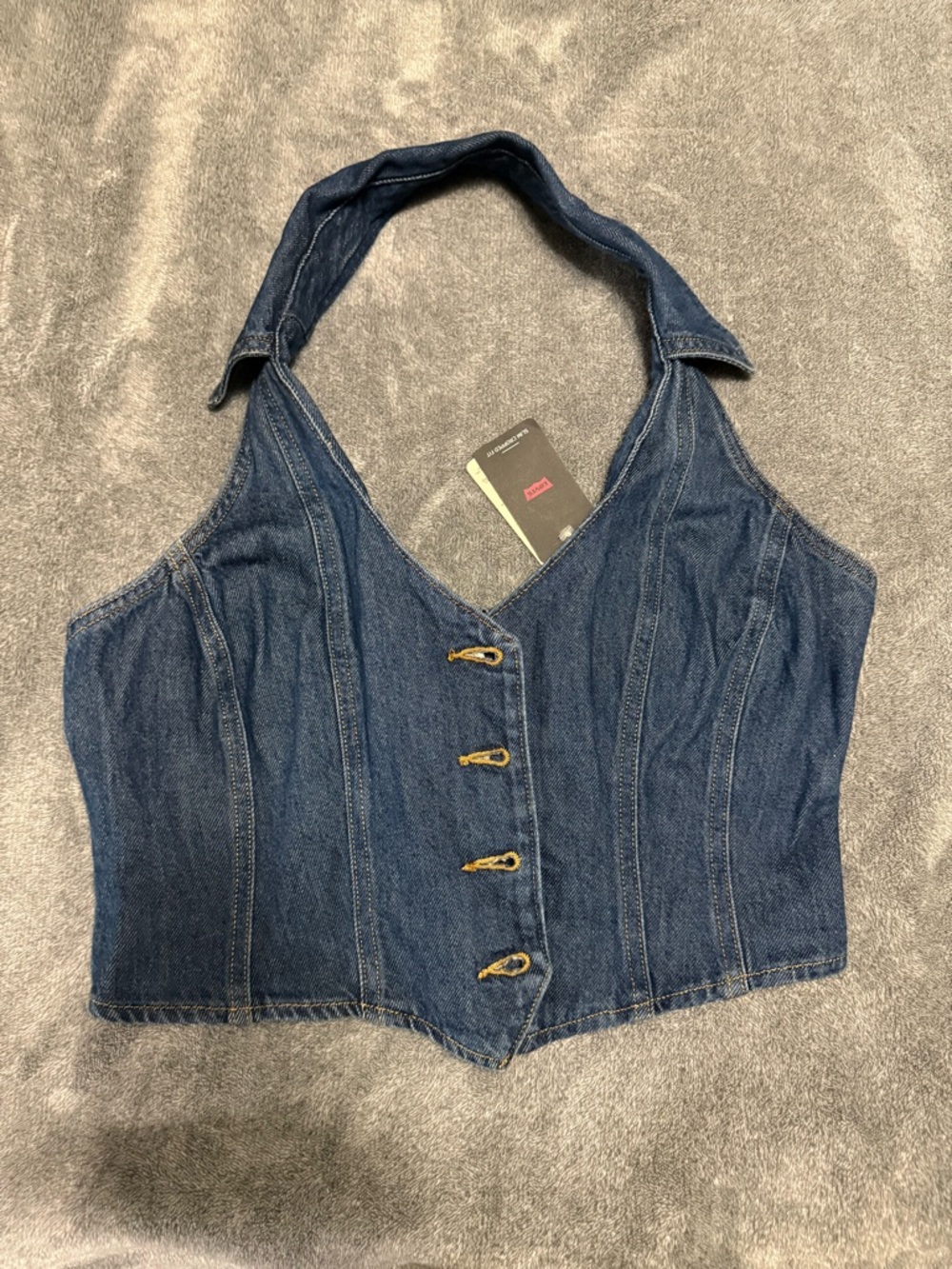 Levi's Dark Blue Denim Halter Corset Top